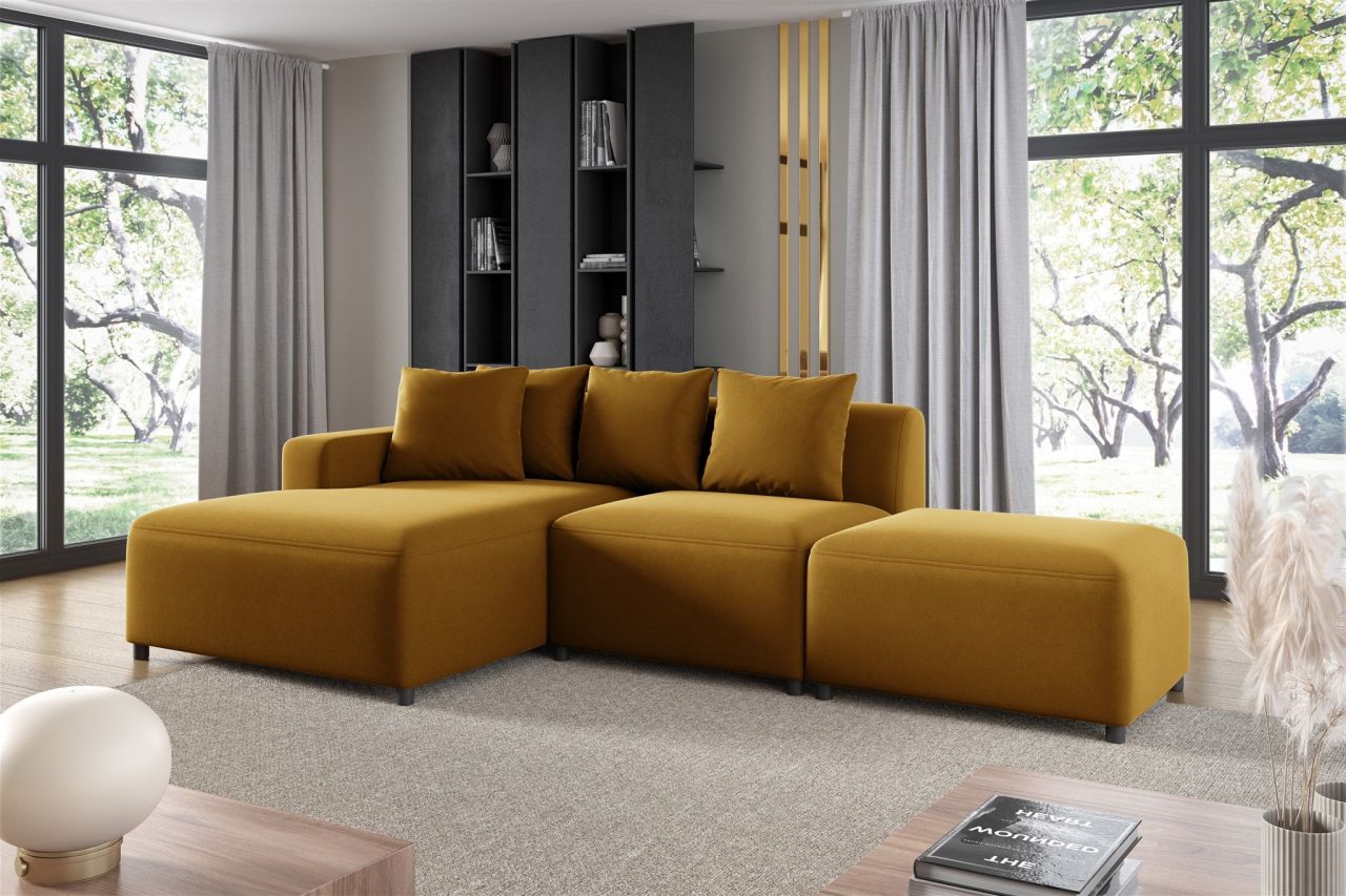 Ecksofa ersofa MEGAN XS inkl. Hocker Stoff Salvador Honiggelb Ottomane ...