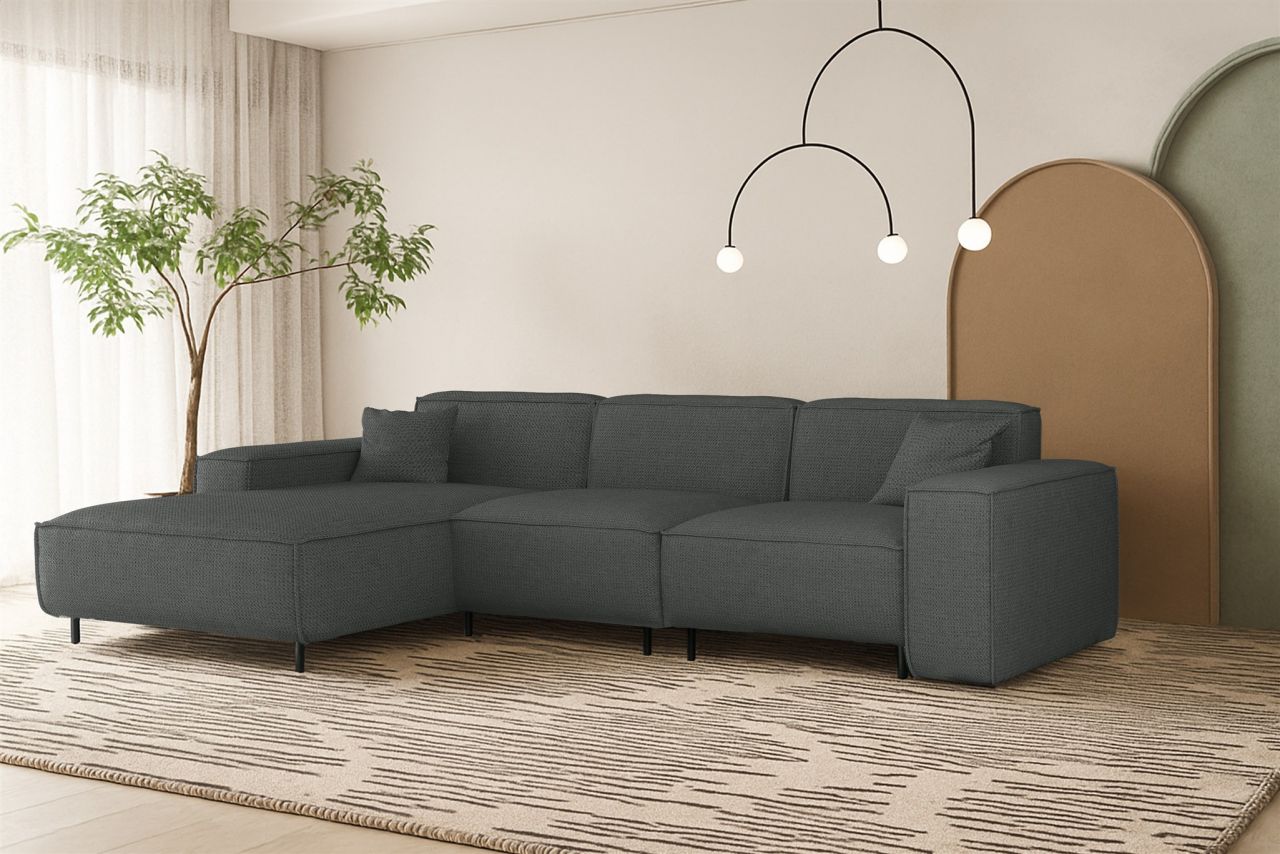 Ecksofa ersofa GLORIA in Stoff Artico Anthrazit Ottomane Links