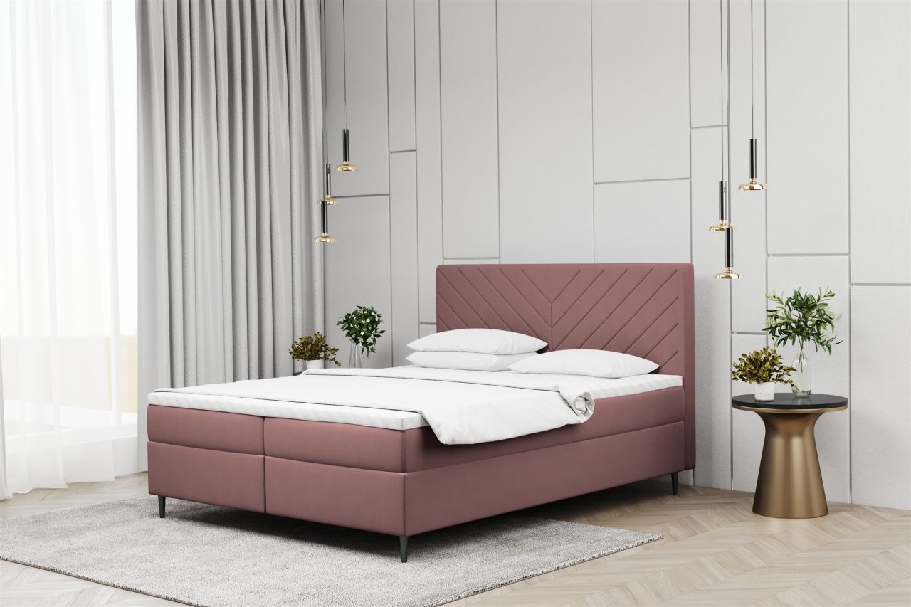 Boxspringbett Schlafzimmerbett BONITA 120x200cm in Stoff Matt Velvet Altrosa