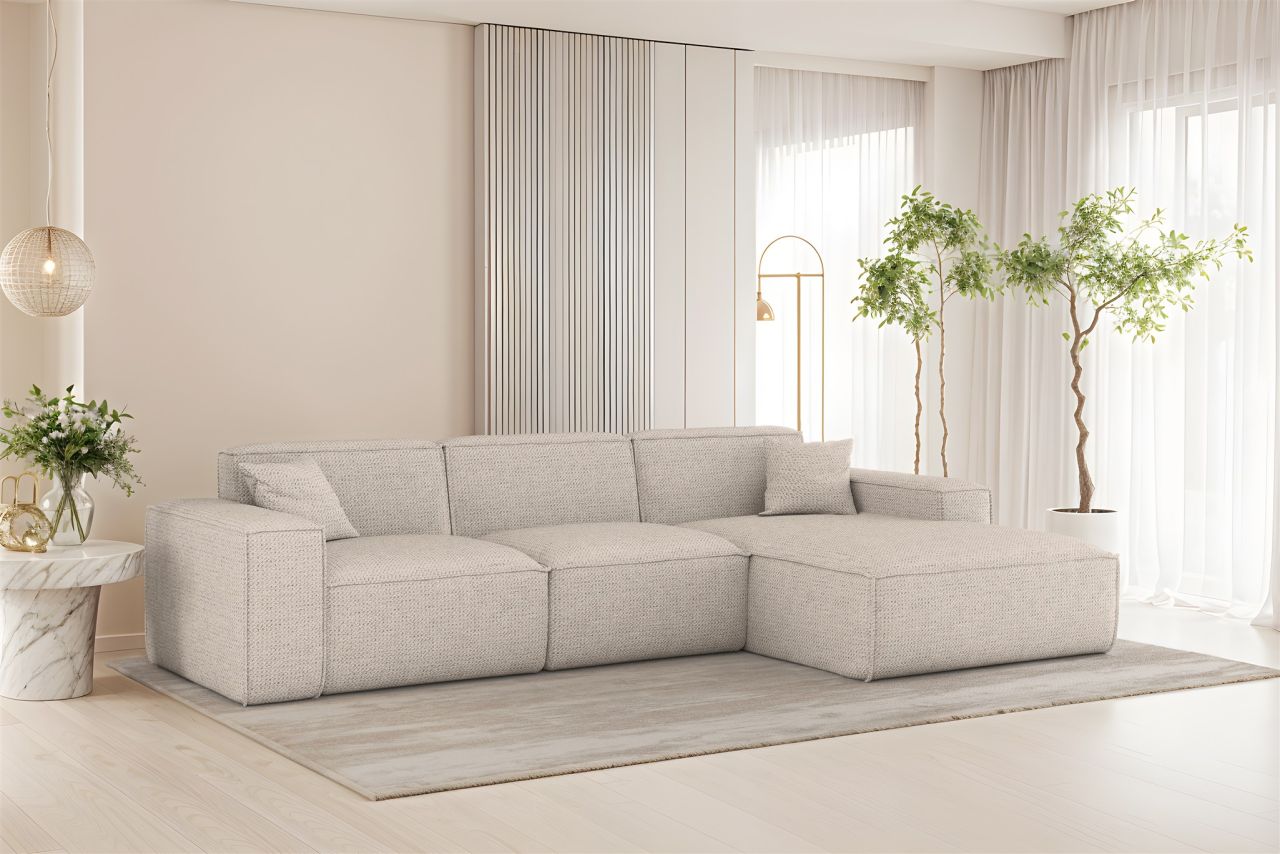 Ecksofa ersofa CELES PREMIUM in Stoff Artico Creme Ottomane Rechts