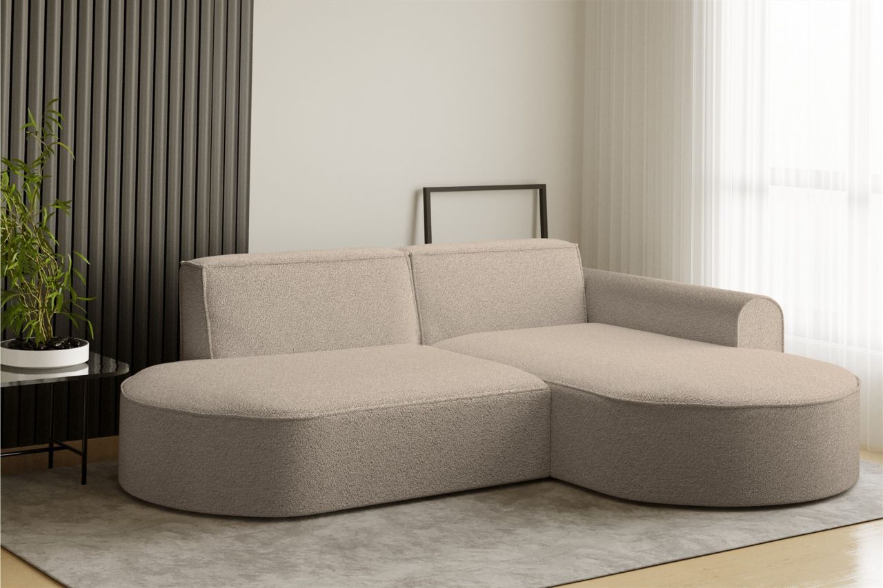 Ecksofa ersofa BONDY in Stoff Ascot Beige Ottomane Rechts