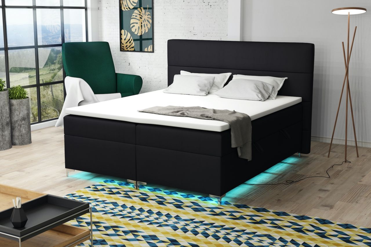 Boxspringbett Schlafzimmerbett CANELA 180x200cm inkl.Bettkasten/ LED