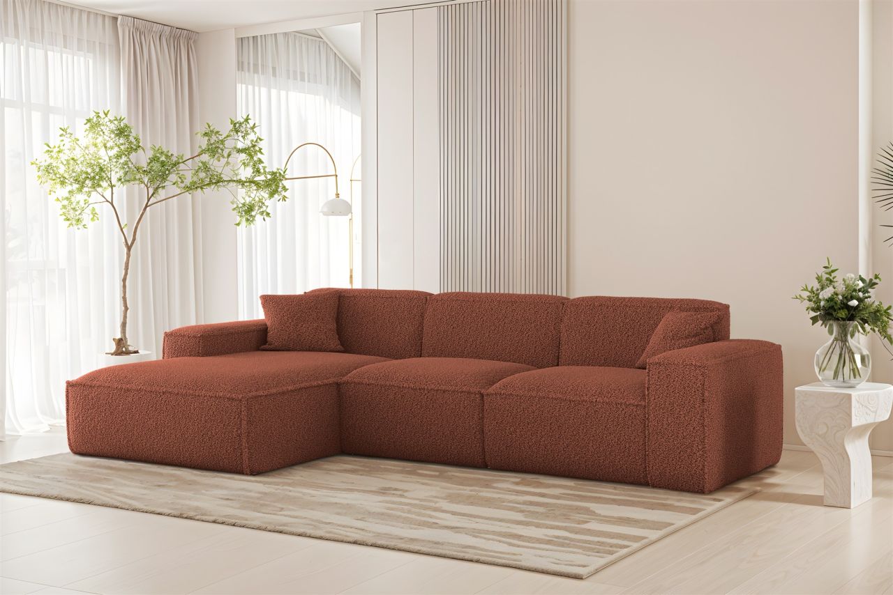 Ecksofa ersofa CELES PREMIUM in Stoff Sven Rostbraun Ottomane Links
