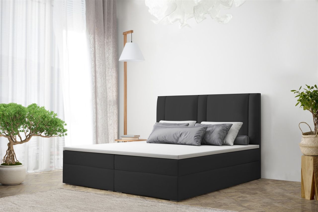 Boxspringbett Schlafzimmerbett CANDELA 180x200cm in Kunstleder Schwarz