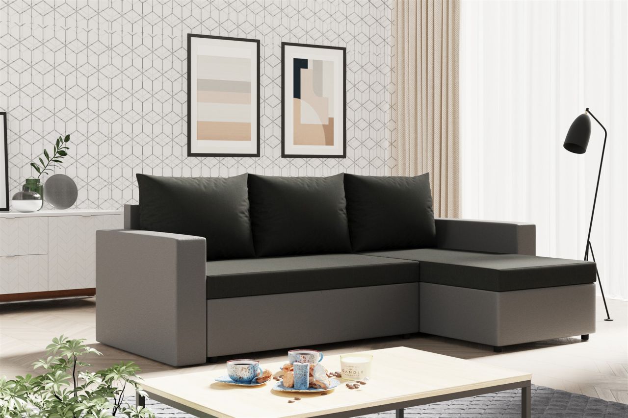 Ecksofa Sofa MERLE mit Schlaffunktion in div. Farbvarianten Ottomane Rechts