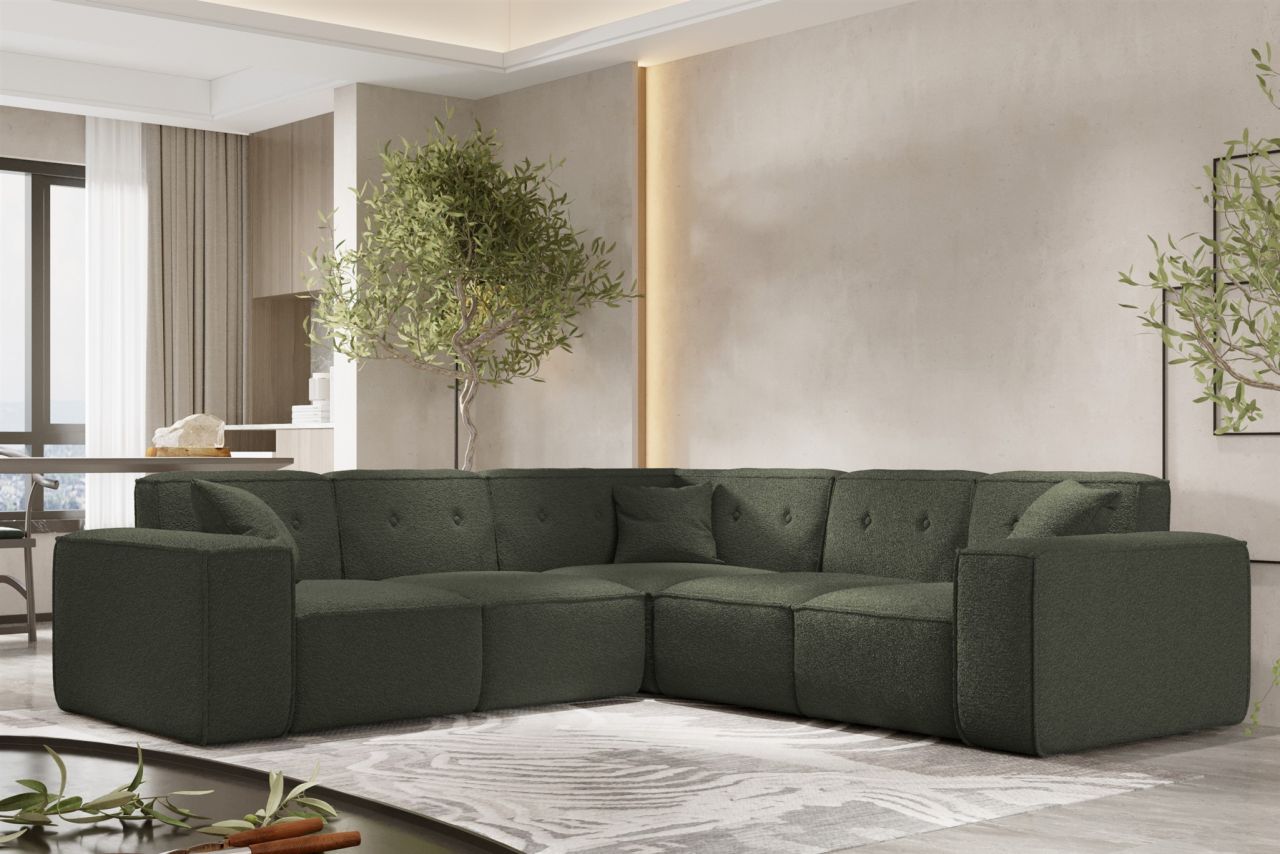 Ecksofa ersofa CESINA in Stoff Ascot Bukla Winter Moss Seite Universal