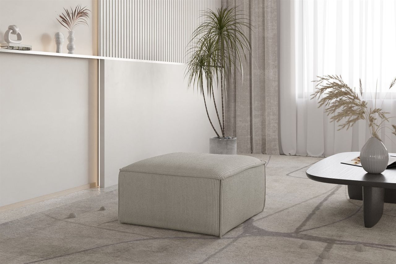 Polsterhocker erhocker CELES PREMIUM 65x65 cm in Stoff Scala Sandgrau