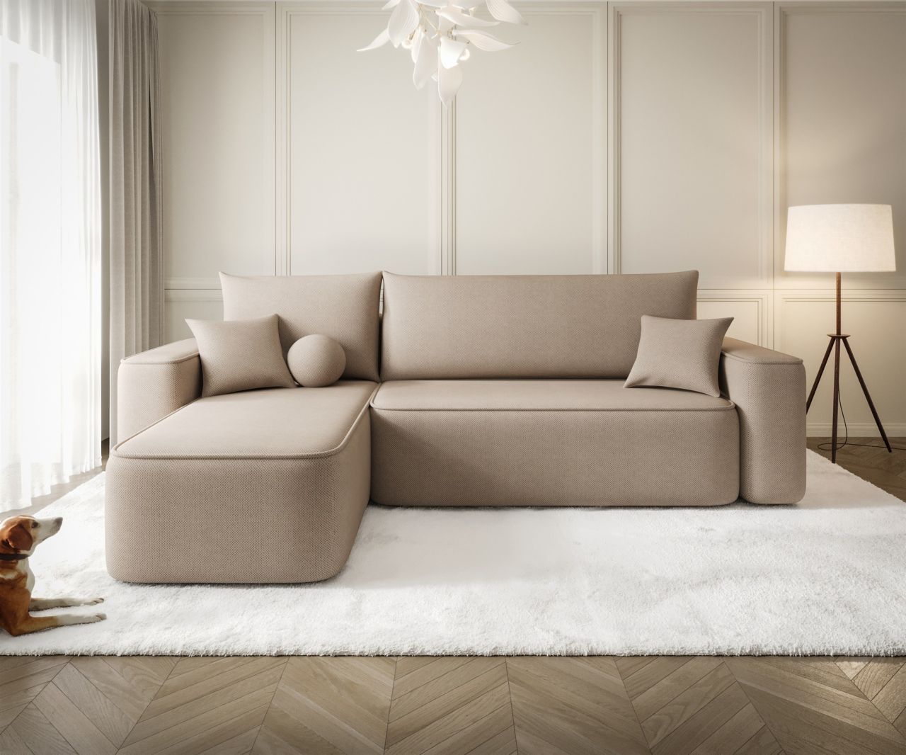 Ecksofa Schlafsofa Sofa AGEPO Stoff Curio Toffee Ottomane Links