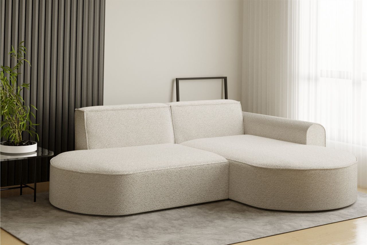Ecksofa ersofa BONDY in Stoff Ascot Creme Ottomane Rechts