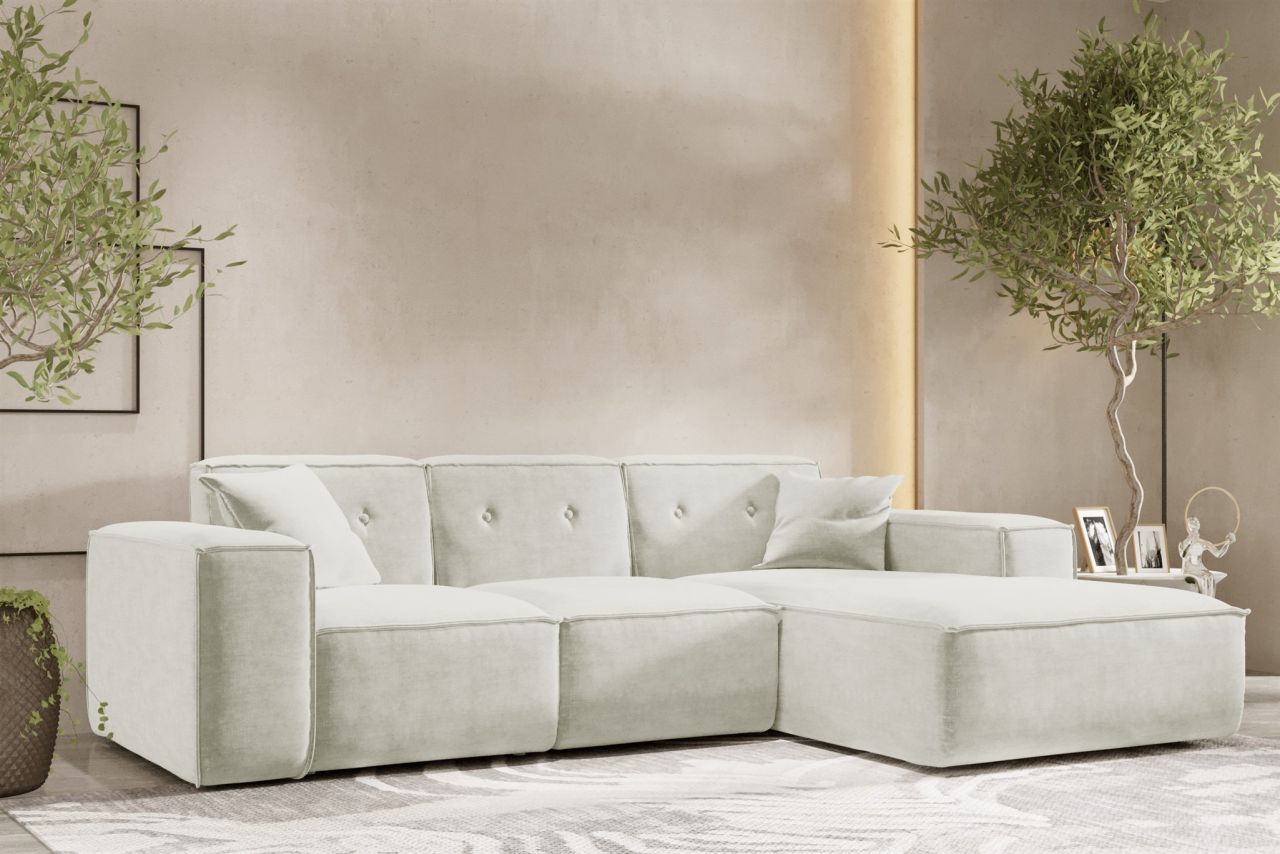 Ecksofa ersofa CESINA Stoff Perfect Harmony Cremeweiß Ottomane Rechts