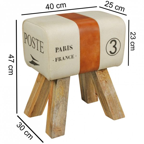 Hocker Sitzhocker Sitzbank POSTE Massivholz 40x30x47cm