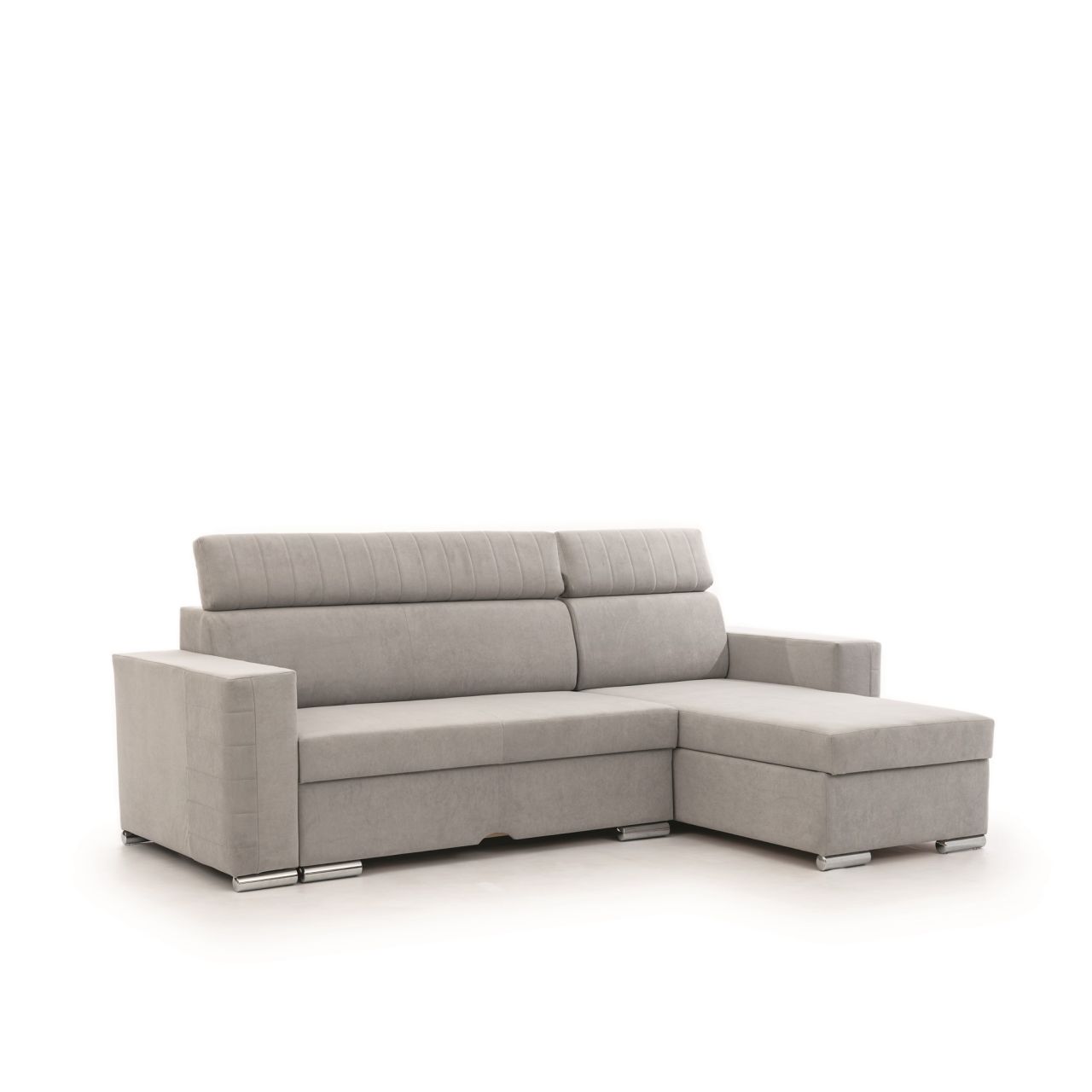 Ecksofa Schlafsofa Sofa CANTON in Stoff Camelia Hellgrau Ottomane Rechts