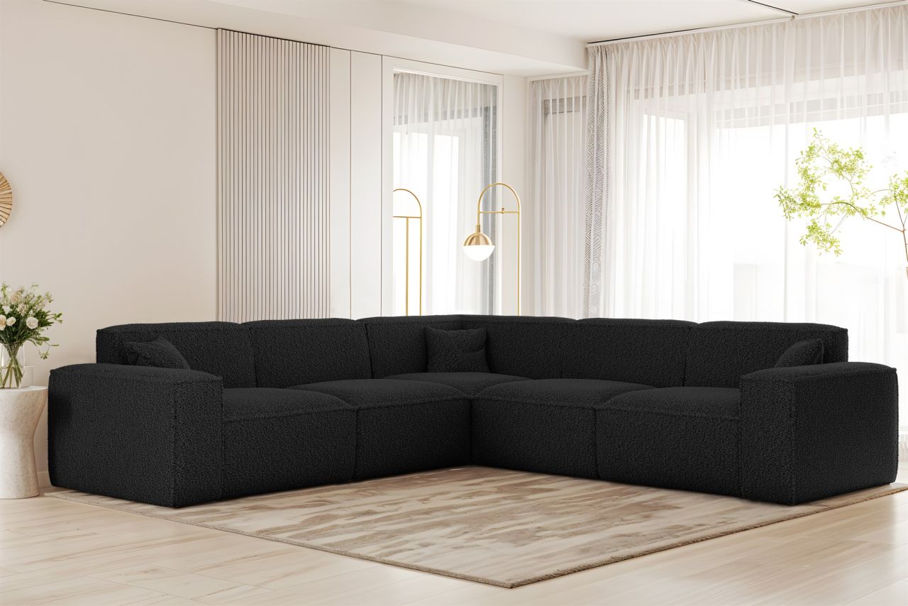 Ecksofa ersofa CELES PREMIUM in Stoff Sven Schwarz Seite Universal