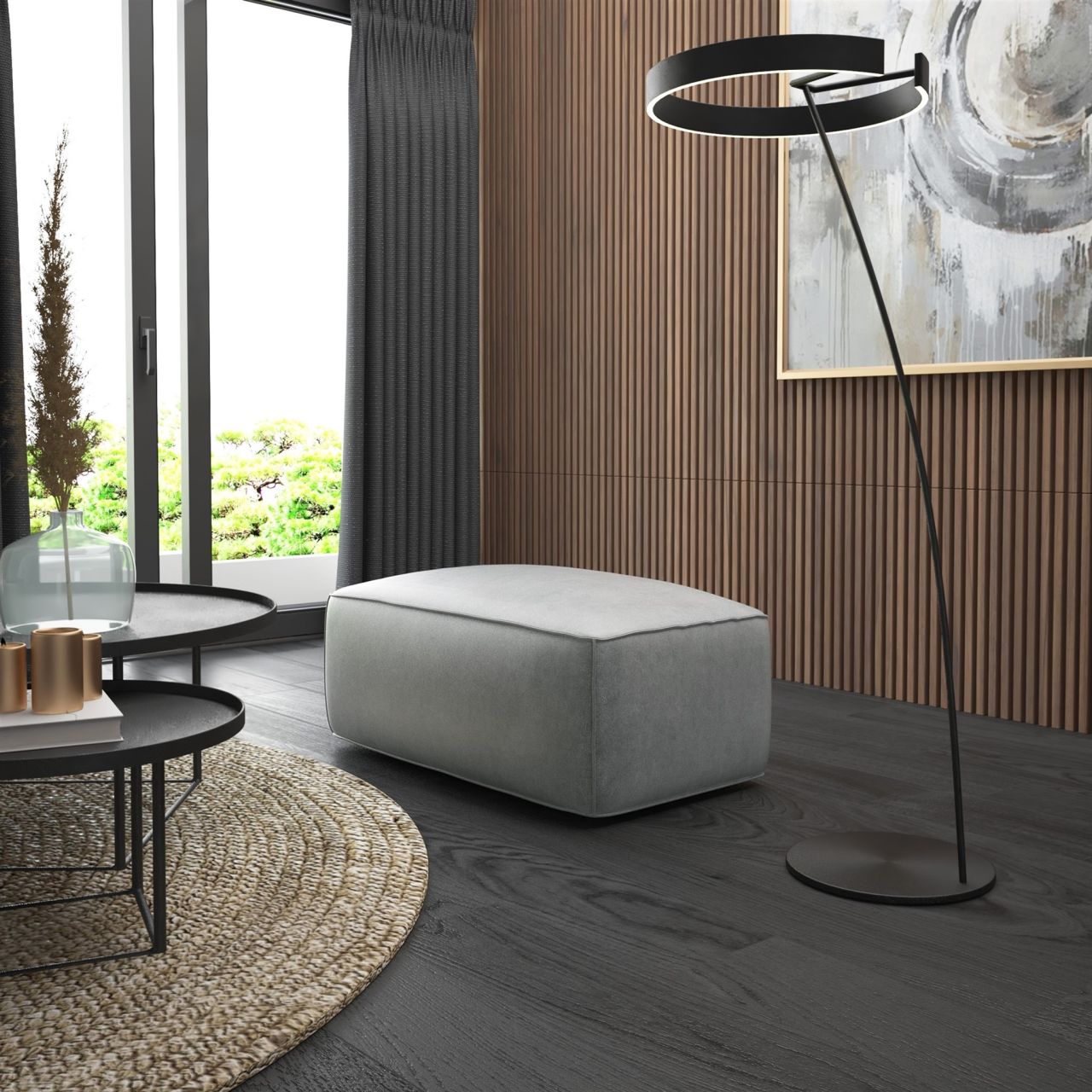 Polsterhocker erhocker Hocker HELMER in Stoff Pola Silbergrau