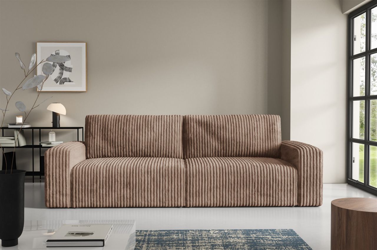 Sofa 3-Sitzer mit Schlaffunktion NATALIA in Stoff Tilia Beige