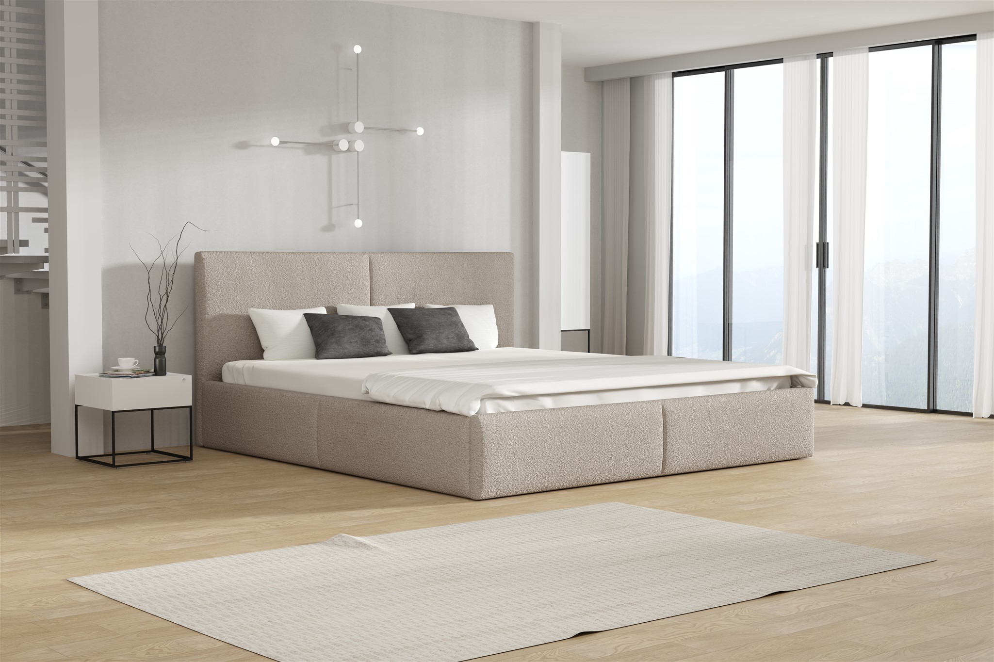 Polsterbett Doppelbett BERGEN 140x200cm Stoff Freya Cappuccino | Breite ...