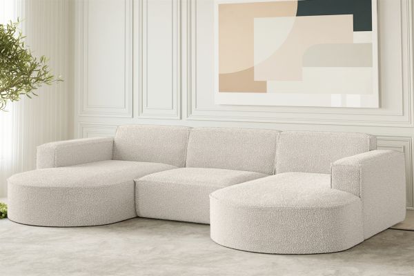 Wohnlandschaft U-Form Sofa PALMA in Stoff Ascot Beige | Wohnlandschaften ohne Schlaffunktion | Polstermöbel | Wohn-& Essbereich