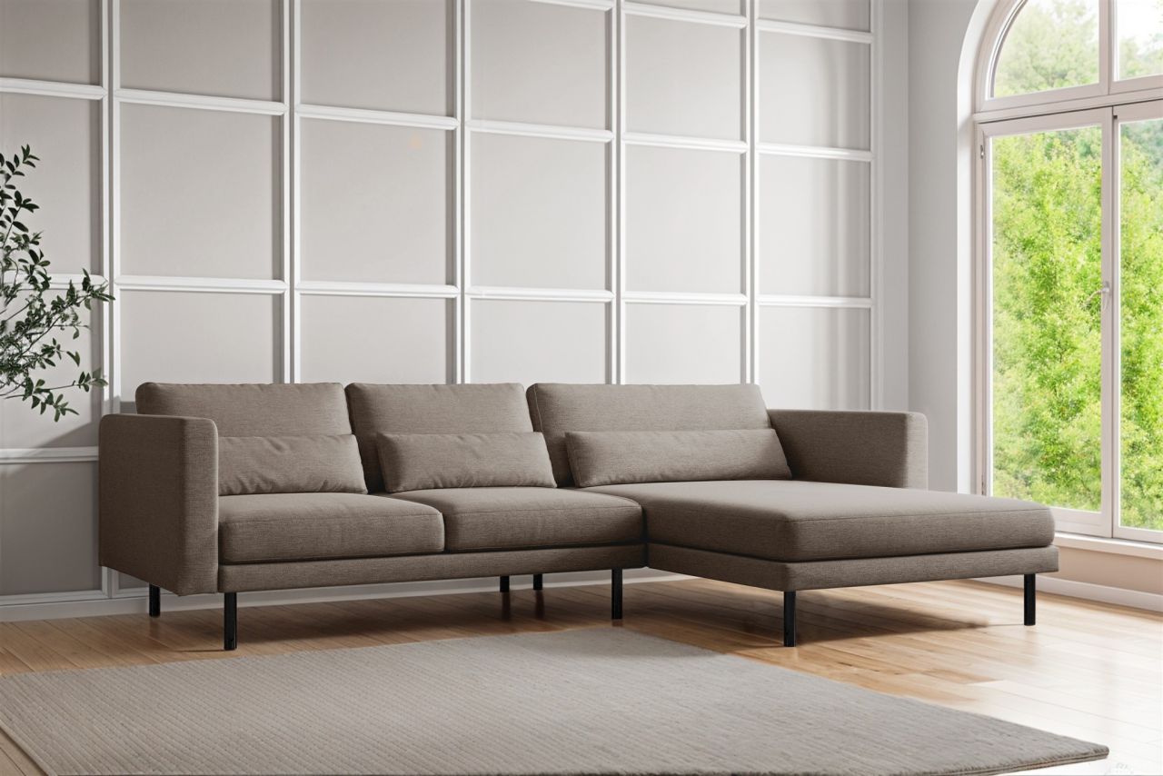 Ecksofa ersofa AGADA in Stoff Verita Braun Ottomane Rechts