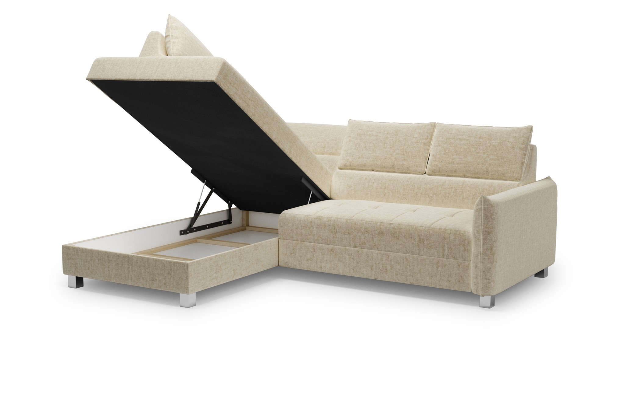 Ecksofa Schlafsofa Sofa MARNO in Stoff Vogue Creme Ottomane Links ...