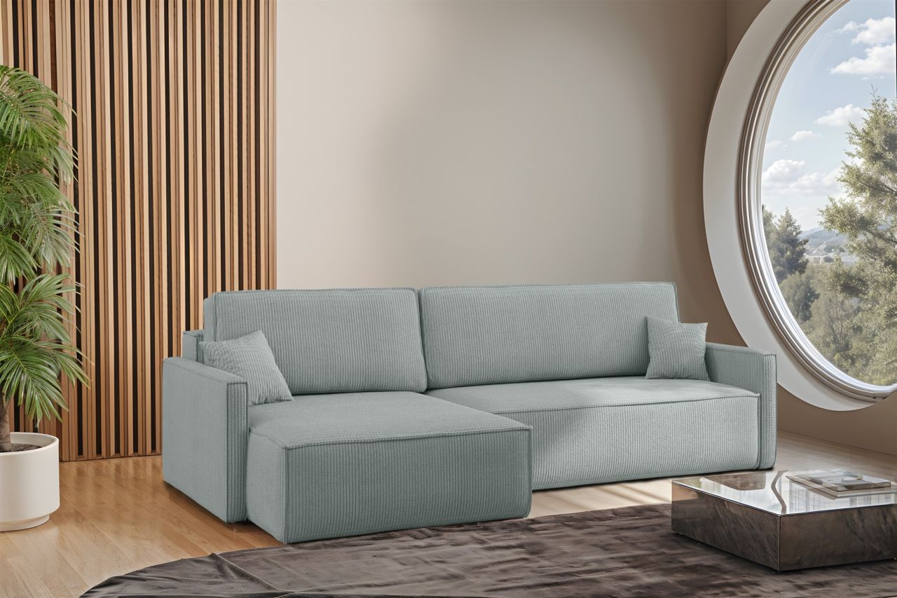 Ecksofa Schlafsofa Sofa LOUIS Stoff Scala Saphire Ottomane Links