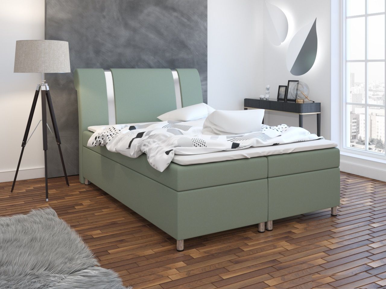 Boxspringbett Schlafzimmerbett TIAN 160x200cm inkl.Bettkasten