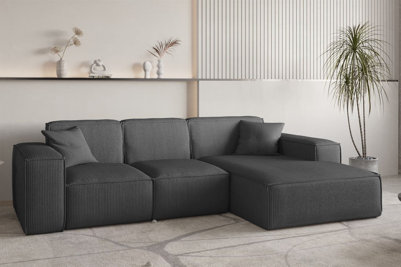 Ecksofa ersofa CELES PREMIUM in Stoff Scala Anthrazit Ottomane Rechts