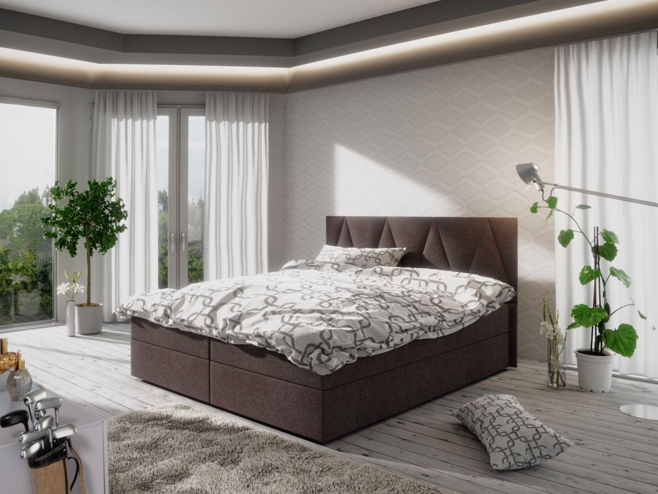 Boxspringbett Schlafzimmerbett GALA 140x200cm Braun inkl.Bettkasten