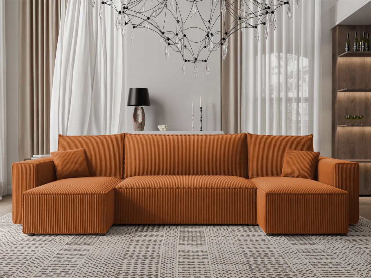 Wohnlandschaft Sofa mit Schlaffunktion ADARA in Stoff Poso Rostbraun