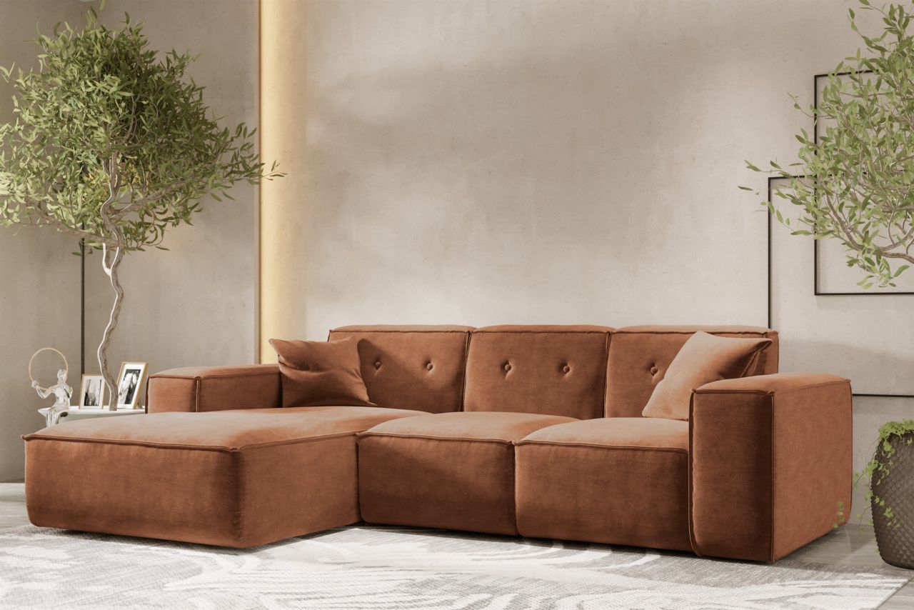 Ecksofa ersofa CESINA Stoff Perfect Harmony Rostbraun Ottomane Links