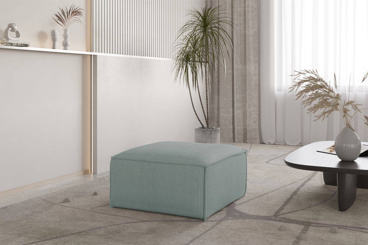 Polsterhocker erhocker CELES PREMIUM 65x65 cm in Stoff Scala Saphirblau