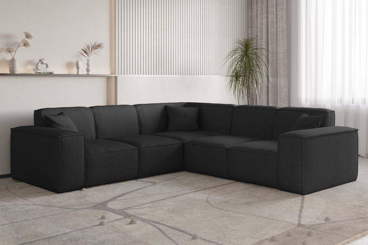 Ecksofa ersofa CELES PREMIUM in Stoff Scala Schwarz Seite Universal
