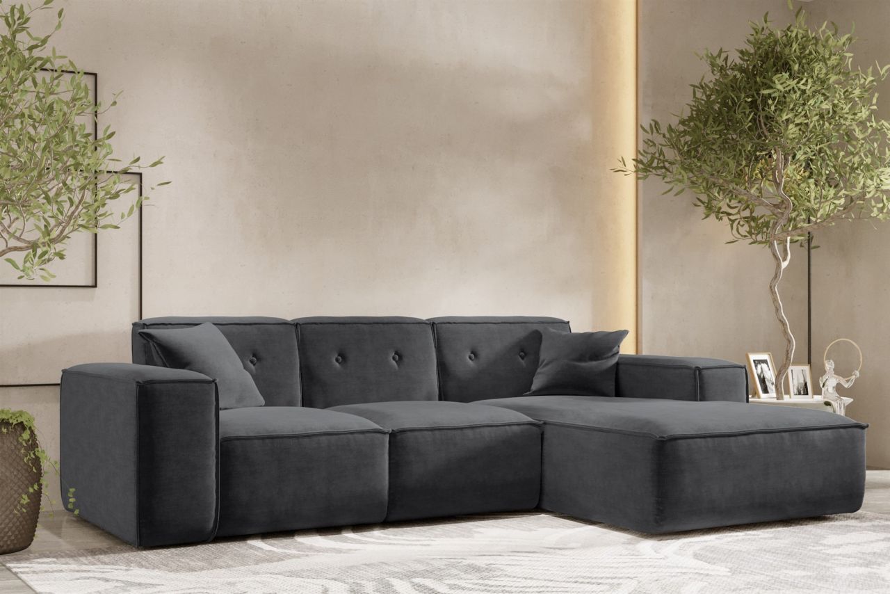 Ecksofa ersofa CESINA Stoff Perfect Harmony Anthrazit Ottomane Rechts