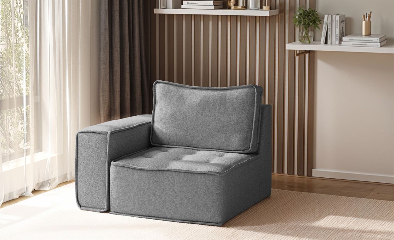 Sessel SANDE 1-Sitzer Modul Stoff Raven Grau Seite Links