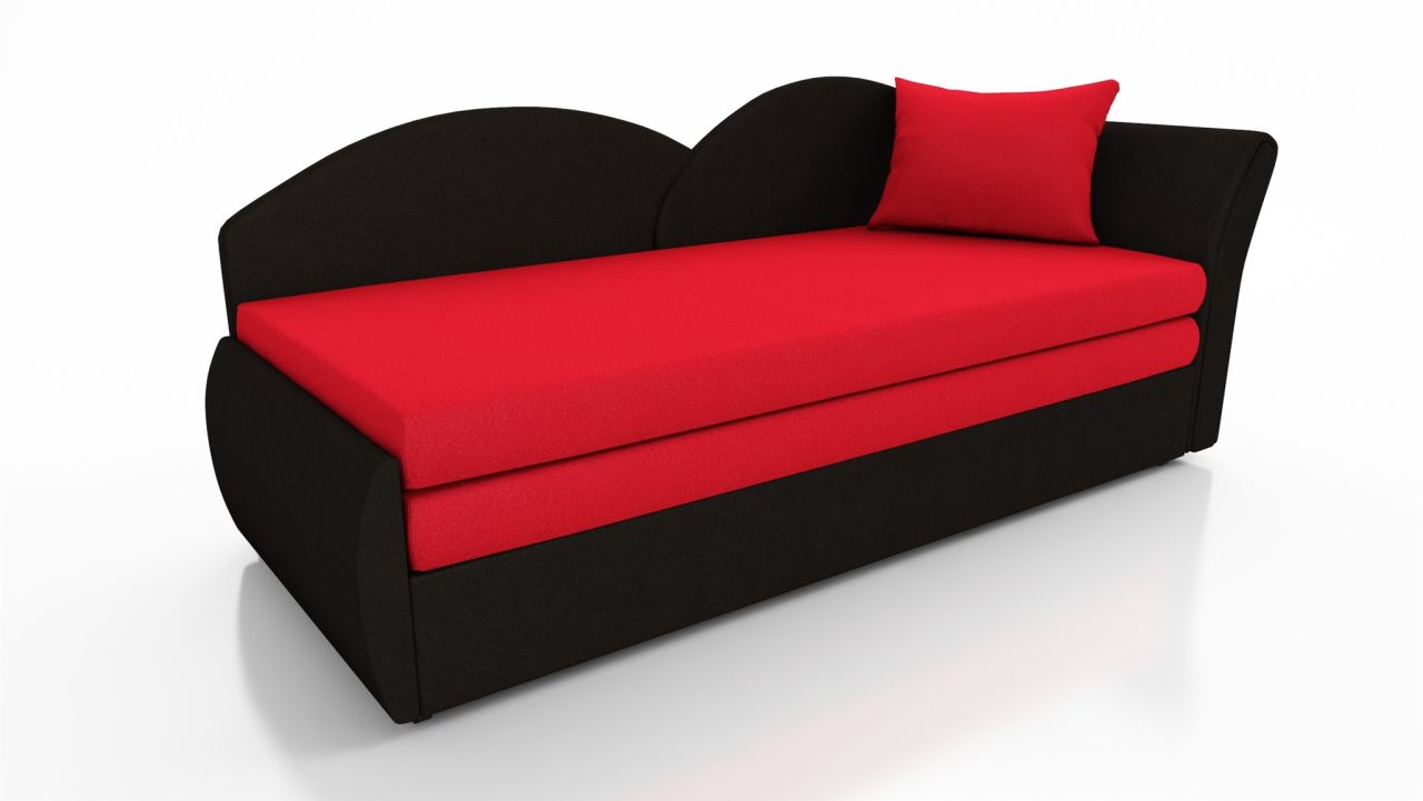 Sofa Schlafsofa inklusive Bettkasten ALINA / L- Stoff Alova Schwarz / Rot