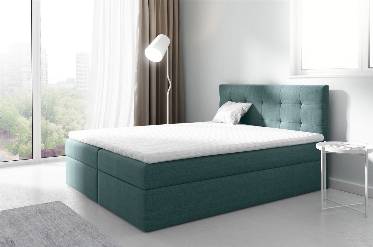 Boxspringbett Schlafzimmerbett PARLA 120x200cm Stoff Meeresgrün