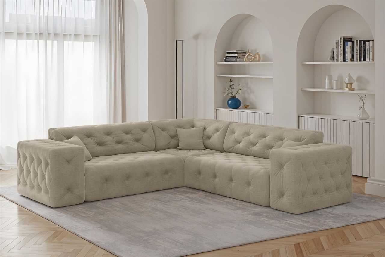 Ecksofa ersofa CHANTAL in Stoff Moly Beige Seite Universal