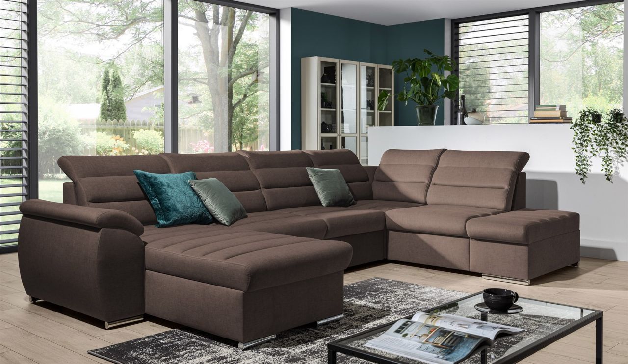 Couchgarnitur PASCARA U-Form mit Schlaffunktion-Braun /Otto.. Links