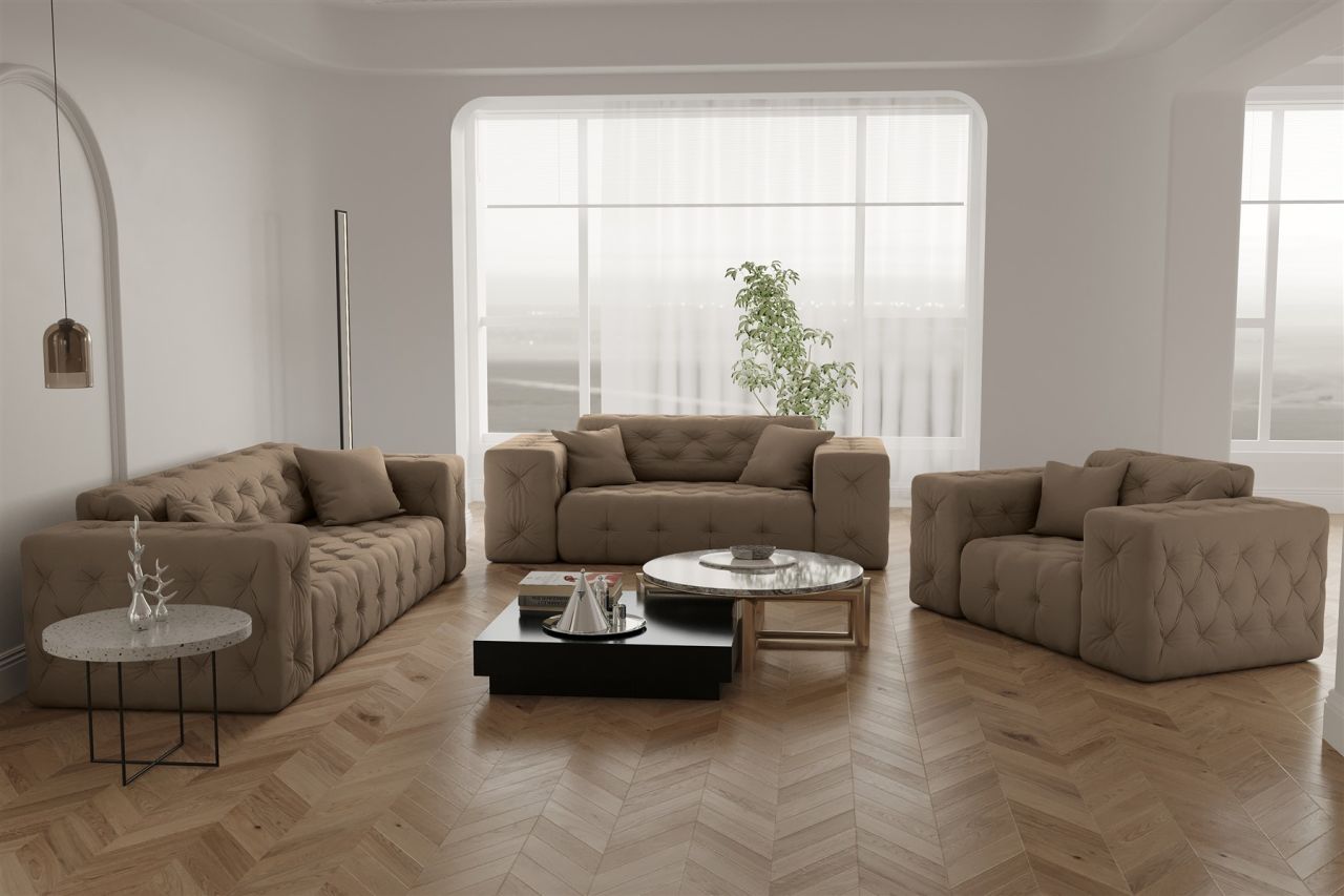 Sofaset ersofa CHANTAL 3-2-1 in Stoff Opera Velvet Taupe