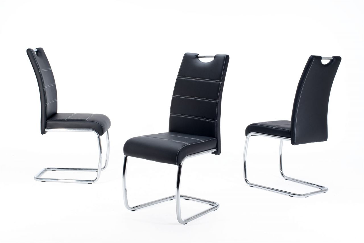 Esszimmerstühle Stuhl Freischwinger 4er Set ELENI Schwarz