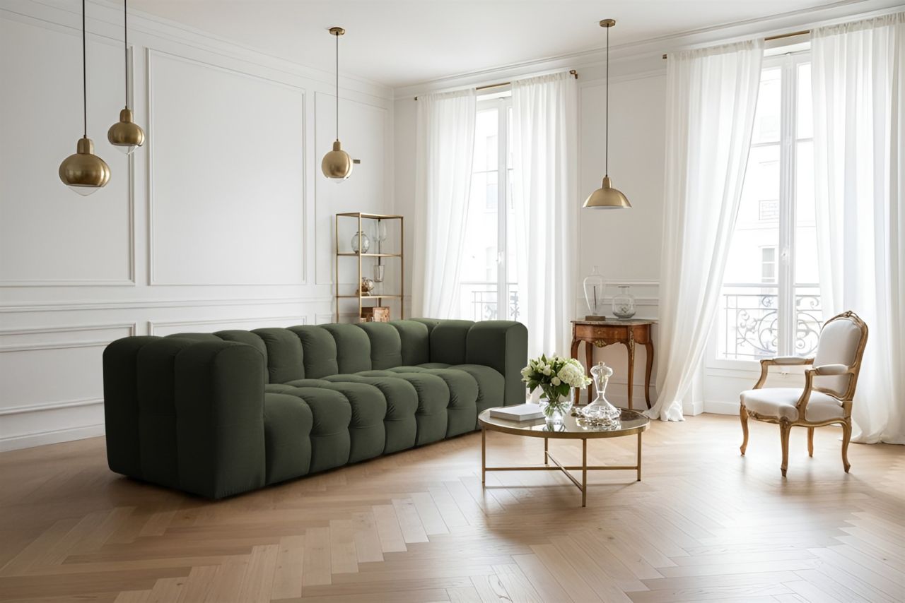 Sofa ersofa SOLVIE 4-Sitzer in Stoff Tiffani Grün