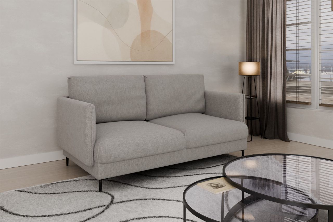 Fun Moebel Grau Sofa Designersofa Helmer 2-Sitzer Stoff Vibe