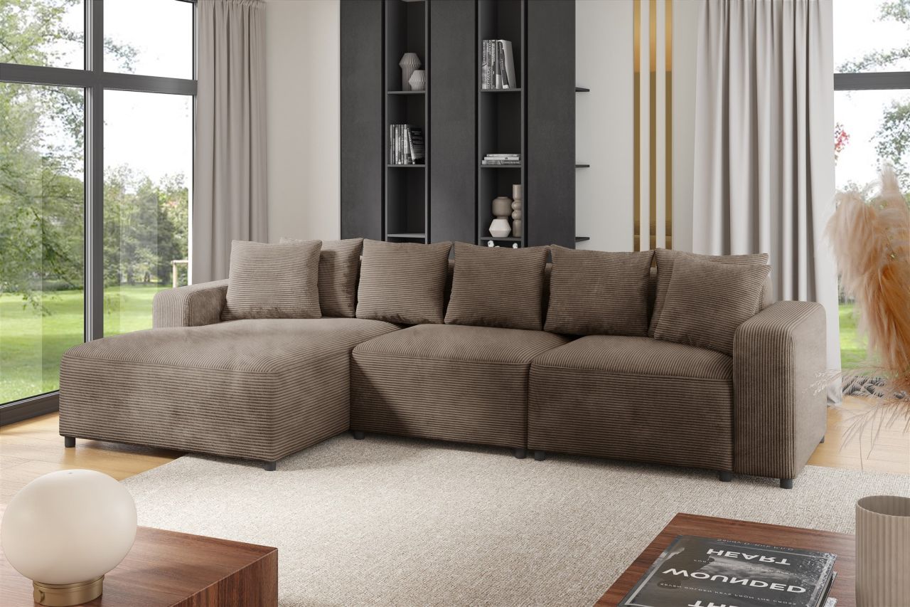 Ecksofa ersofa Sofa MEGAN in Stoff Poso Cappuccino Ottomane Links