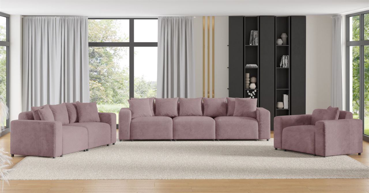 Sofaset ersofas MEGAN 3-2-1 in Stoff Poso Altrosa