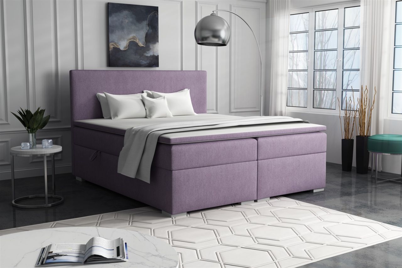 Boxspringbett Schlafzimmerbett SOREL 200x200cm Stoff Soro Violett