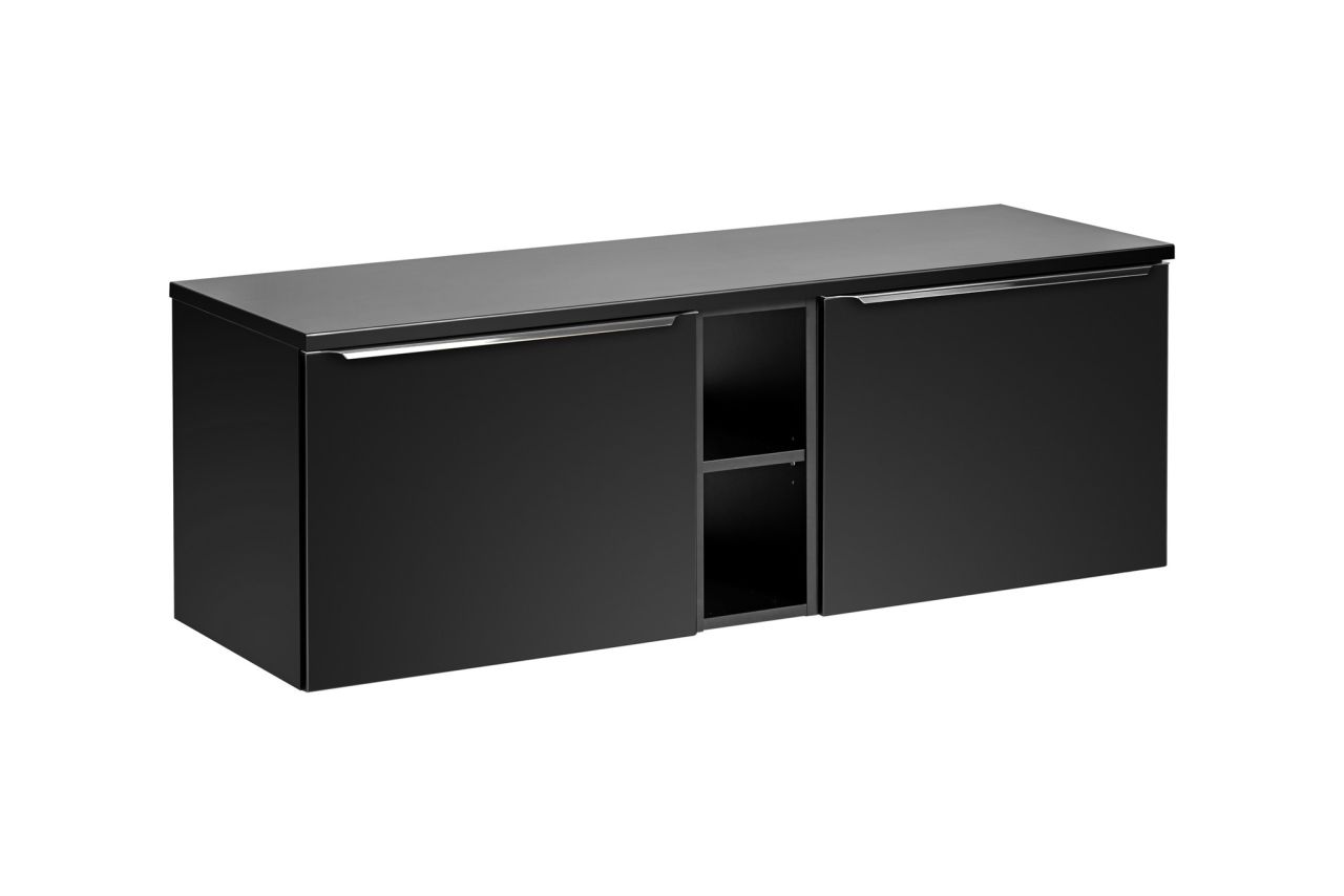 Waschtischunterschrank 3-tlg AKAN 140cm Schwarz matt ohne Waschtisch