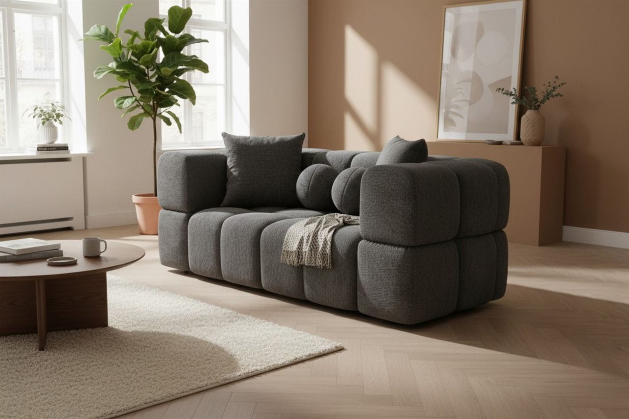 Sofa ersofa VEGA 2-Sitzer in Stoff Egon Dunkelgrau