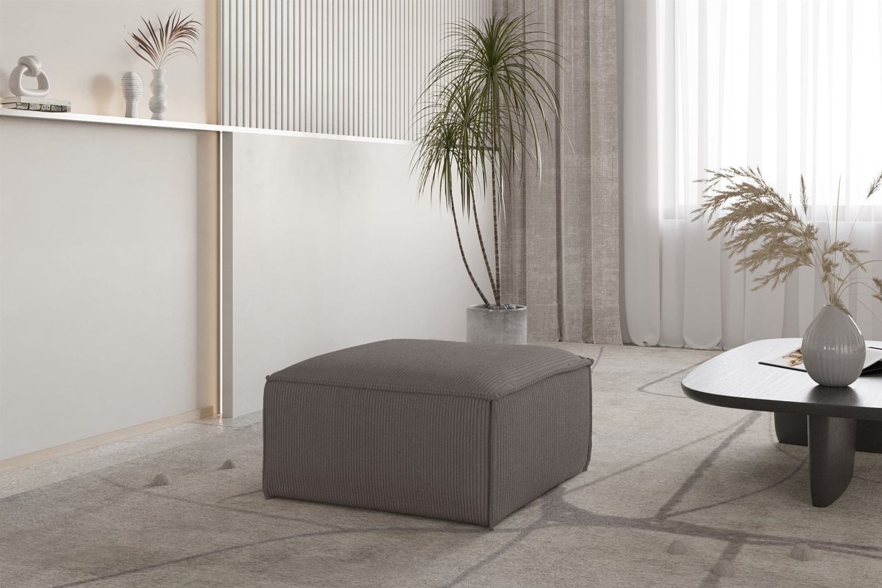 Polsterhocker erhocker CELES PREMIUM 65x65 cm in Stoff Scala Taupe