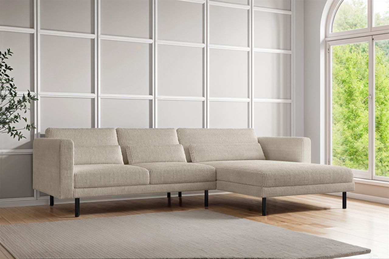 Ecksofa ersofa AGADA in Stoff Poso Creme Ottomane Rechts