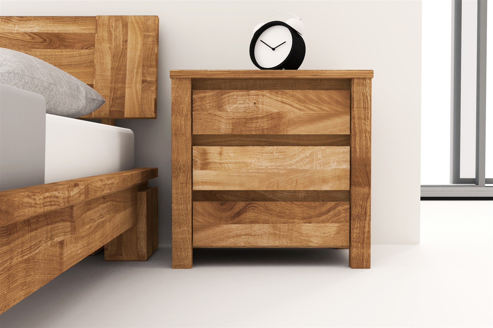 Nachtkommode Nachtschrank MAISON Eiche massiv 51x51x30 cm | Nachtschrank | Serie MAISON aus Eiche Massivholz | Schlafzimmer Serien aus Massivholz