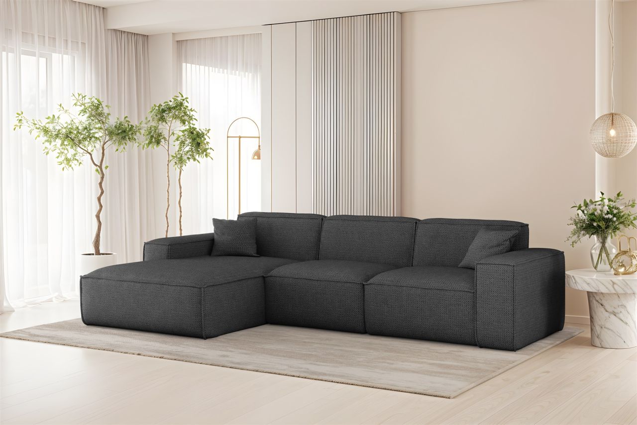 Ecksofa ersofa CELES PREMIUM in Stoff Artico Anthrazit Ottomane Links